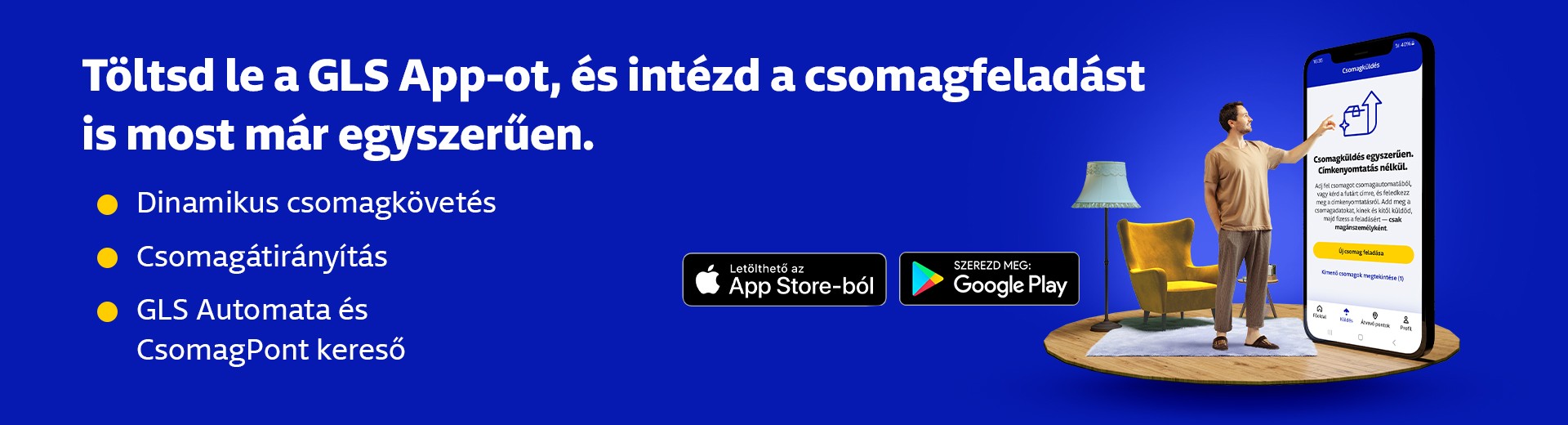 GLS Applikáció csomagfeladáshoz, csomag nyomon követéshez.